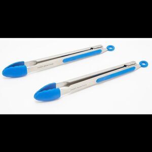 Cook's Essentials 2-pack 11" Stainless Steel Silicone Tongs